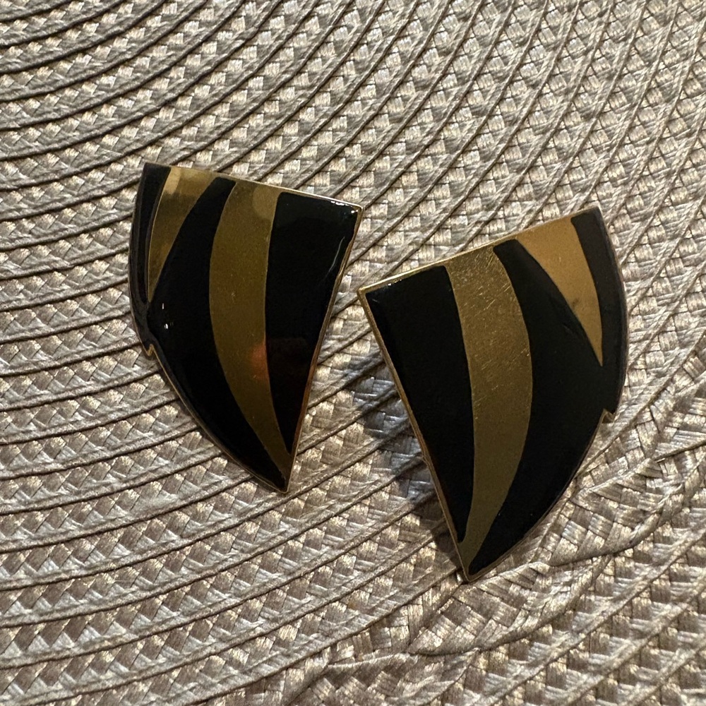 Vintage 1980’s Black and Gold Earrings by Lawrence Bott